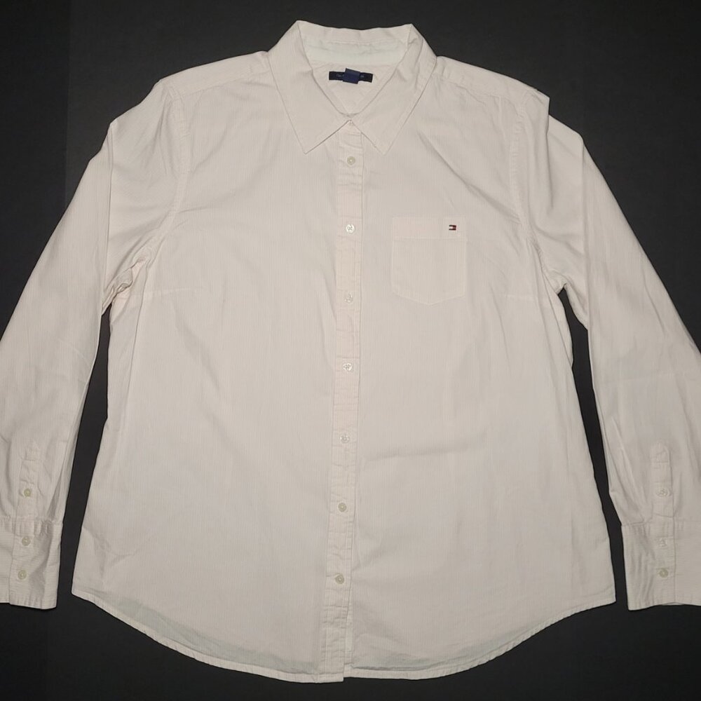 Tommy Hilfiger Mens Light Pink Striped Long Sleeve Button Up Shirt Size XXL